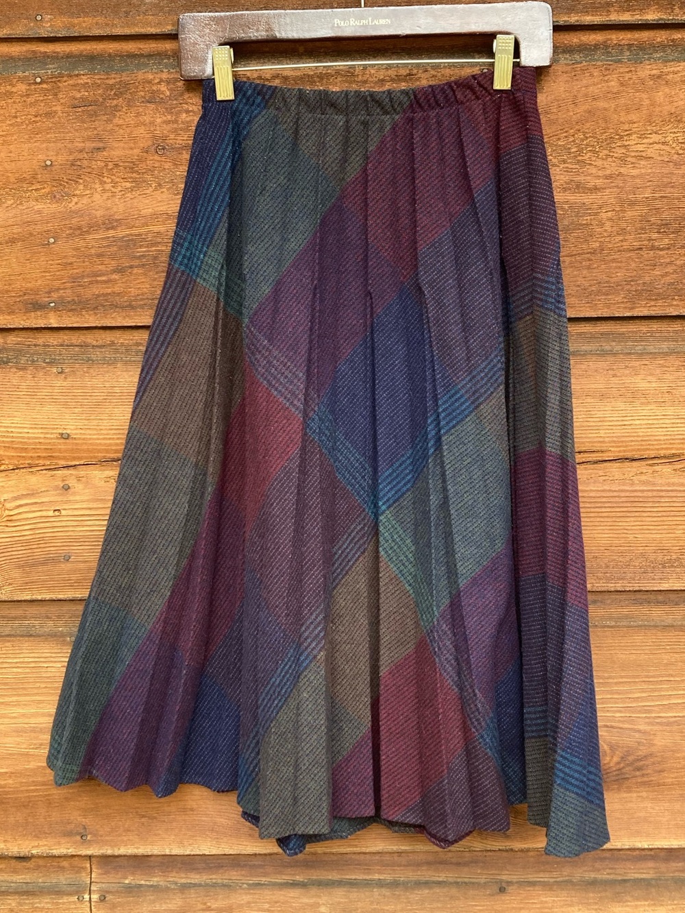 Vintage Pleated Midi Skirt in Multicolor Take 1 Brand